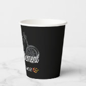 Gobelets En Papier Joyeux vélo de retraite avec moto et flammes (Verso)