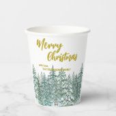 Gobelets En Papier Joyeux xmas forêt moderne Gold script Holiday (Recto)