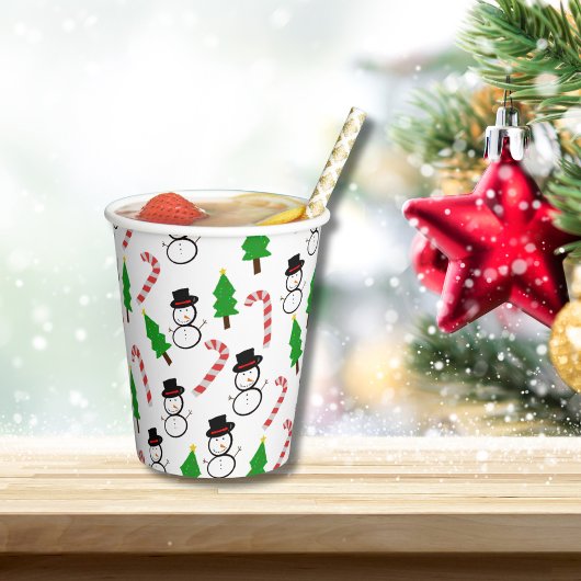 Gobelets En Papier Joyful Snowman Candy Cane Sips | Christmas