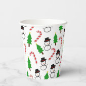 Gobelets En Papier Joyful Snowman Candy Cane Sips | Christmas (Verso)