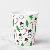 Gobelets En Papier Joyful Snowman Candy Cane Sips | Christmas (Recto)