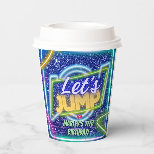 Gobelets En Papier Jump Party Bounce Neon Trampoline Park (Verso)