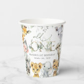 Gobelets En Papier Jungle Animals, Safari, Wild One, First Birthday (Verso)