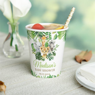Gobelets En Papier Jungle Animaux Baby shower verdoyant Anniversaire