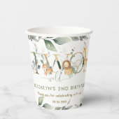 Gobelets En Papier Jungle Animaux Végétation Deux Sauvages 2e Anniver (Recto)