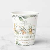 Gobelets En Papier Jungle Animaux Végétation Sauvage Un 1er anniversa (Recto)