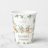 Gobelets En Papier Jungle Animaux Végétation Sauvage Un 1er anniversa (Recto)