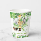 Gobelets En Papier Jungle Animaux Végétation Sauvage UN 1er anniversa (Verso)