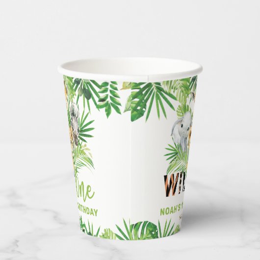 Gobelets En Papier Jungle Animaux Végétation Sauvage UN 1er anniversa (Droite)
