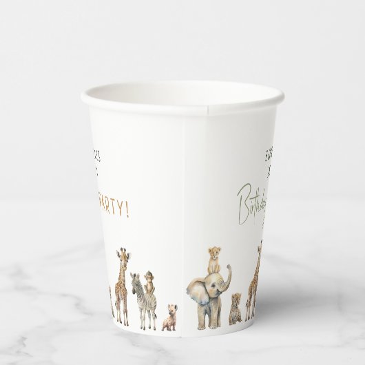 Gobelets En Papier Jungle Safari Animaux Anniversaires de enfants (Droite)