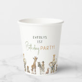 Gobelets En Papier Jungle Safari Animaux Anniversaires de enfants (Recto)