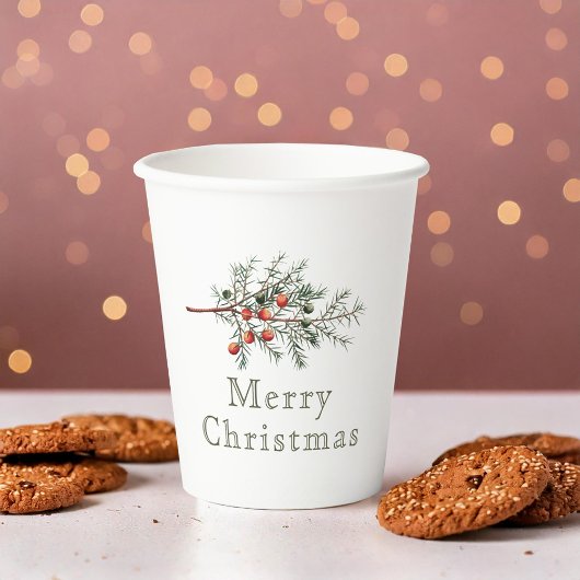 Gobelets En Papier Juniper botanique vintage Noël vert