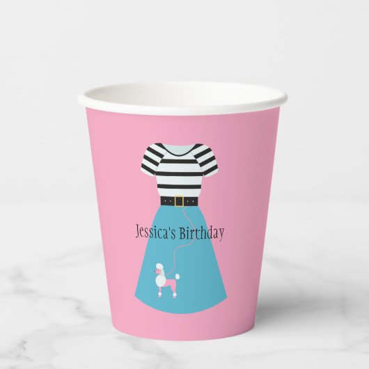 Gobelets En Papier Jupe Retro Poodle personnalisée (Recto)