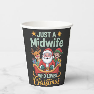 Gobelets En Papier Juste une sage-femme qui aime le Père Noël de Noël