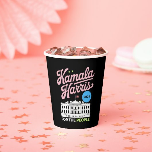 Gobelets En Papier Kamala Harris 2024 Social-démocrate Vote Blue (Insitu)