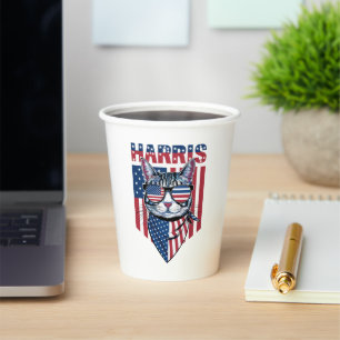 Gobelets En Papier Kamala Harris pour le président 2024 Funny Cat