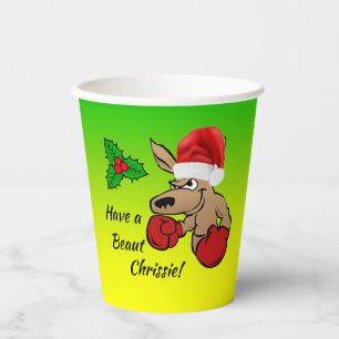 Gobelets En Papier Kangaroo Père Noël Australian Christmas Party