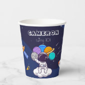 Gobelets En Papier Kawaii Cute astronaute bleu réutilisable durable (Recto)