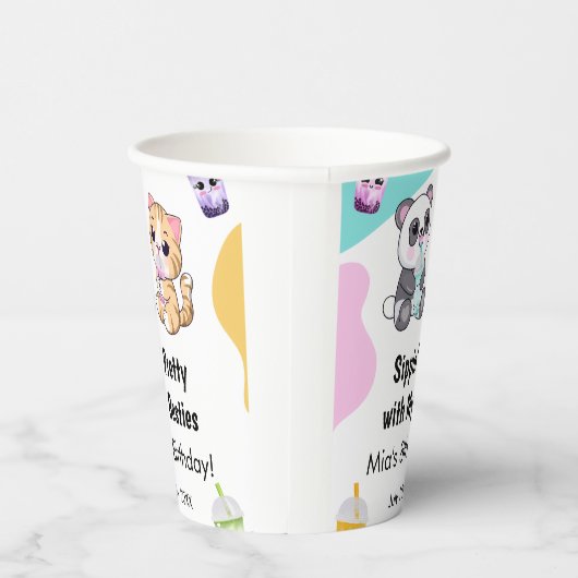 Gobelets En Papier Kawaii Panda & Tiger Bubble Tea Anniversaire de en (Droite)