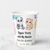 Gobelets En Papier Kawaii Panda & Tiger Bubble Tea Anniversaire de en (Recto)