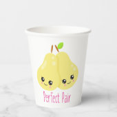 Gobelets En Papier Kawaii Pear Couple Parfait Paire Funny Pun (Recto)