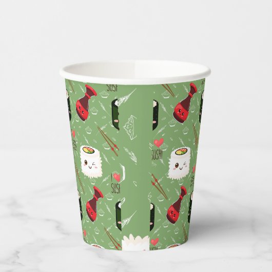 Gobelets En Papier Kawaii Sushi Motif (Gauche)