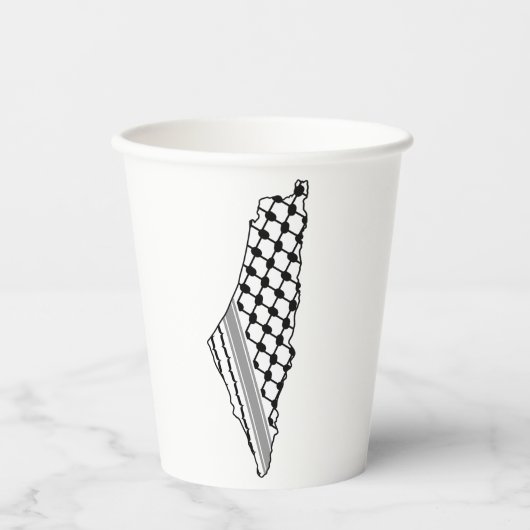 Gobelets En Papier Keffiyeh, carte de Palestine Kufiya (Recto)