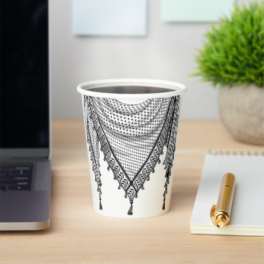 Gobelets En Papier Keffiyeh Écharpe palestinienne tissu traditionnel (Insitu)