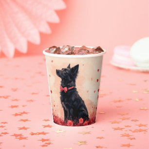 Gobelets En Papier Kelpie australien avec des roses - Saint-Valentin