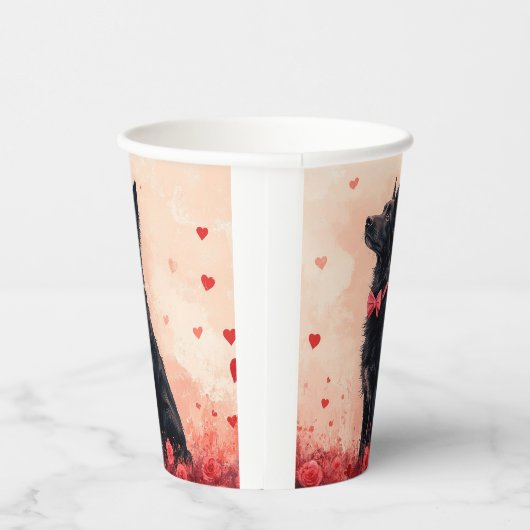 Gobelets En Papier Kelpie australienne avec Roses - Saint Valentin (Droite)