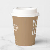 Gobelets En Papier Khaki Paper Cups with Lids Custom Company Logo 8oz (Droite)