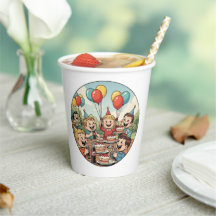 Kids Enjoying their Cakes, Sodas and Balloons