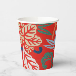 Gobelets En Papier Kimono japonais hawaïen rouge : Vintage floral