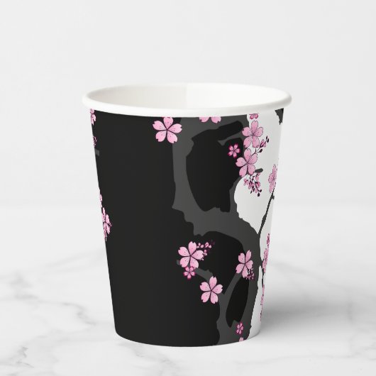 Gobelets En Papier Kimono japonais Sakura noir et blanc (Gauche)