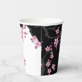 Gobelets En Papier Kimono japonais Sakura noir et blanc (Droite)