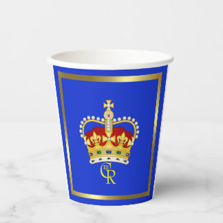 Gobelets En Papier King Charles III Monogramme et Couronne