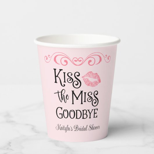 Gobelets En Papier Kiss The Miss Goodbye Fête des mariées (Verso)