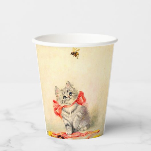 Gobelets En Papier Kitten avec ruban rouge (Recto)