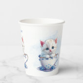 Gobelets En Papier Kitten en Coupe Bleu Fleurs Coupes Papier (Verso)