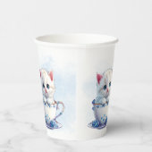 Gobelets En Papier Kitten en Coupe Bleu Fleurs Coupes Papier (Droite)