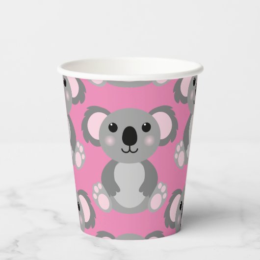 Gobelets En Papier Koala Bear Cute Kid Anniversaire Coupes papier (Verso)