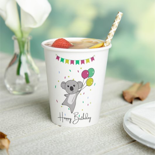 Gobelets En Papier Koala Vous Souhaite Un Joyeux Anniversaire Koalas  (Insitu)