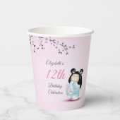 Gobelets En Papier Kokeshi Doll Cherry Blossom | Anniversaire de la f (Verso)