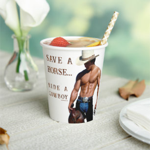 Gobelets En Papier La balade à cheval de SlipperyJoe's sauve chapeau