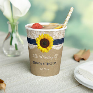 Gobelets En Papier La collection de mariage tournesol Rustic Kraft