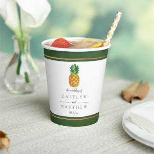 Gobelets En Papier La collection de Mariages d'ananas tropicaux