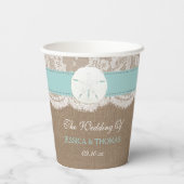 Gobelets En Papier La collection de mariages de plage de sable turquo (Verso)