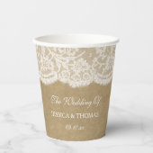 Gobelets En Papier La collection de Mariages Kraft & Lace (Recto)