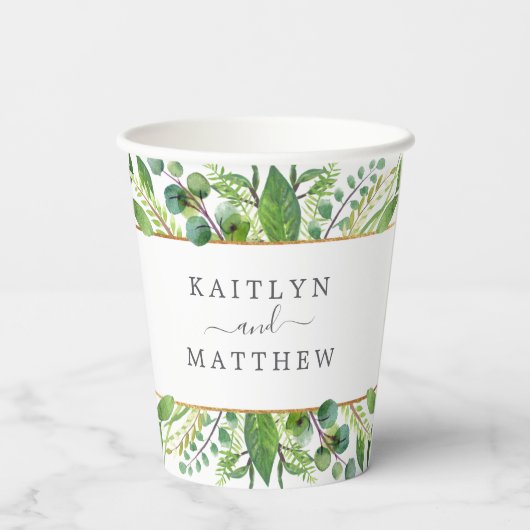 Gobelets En Papier La Collection Mariage Verdure & Or (Verso)