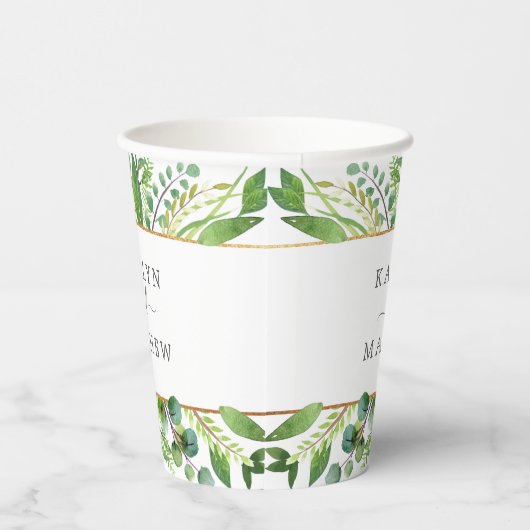 Gobelets En Papier La Collection Mariage Verdure & Or (Droite)